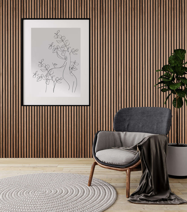 Slatpanel Luxe American Walnut Acoustic Wide Slat Wood Wall Panels | Premium Wood Finish | 94.49 x 25.20
